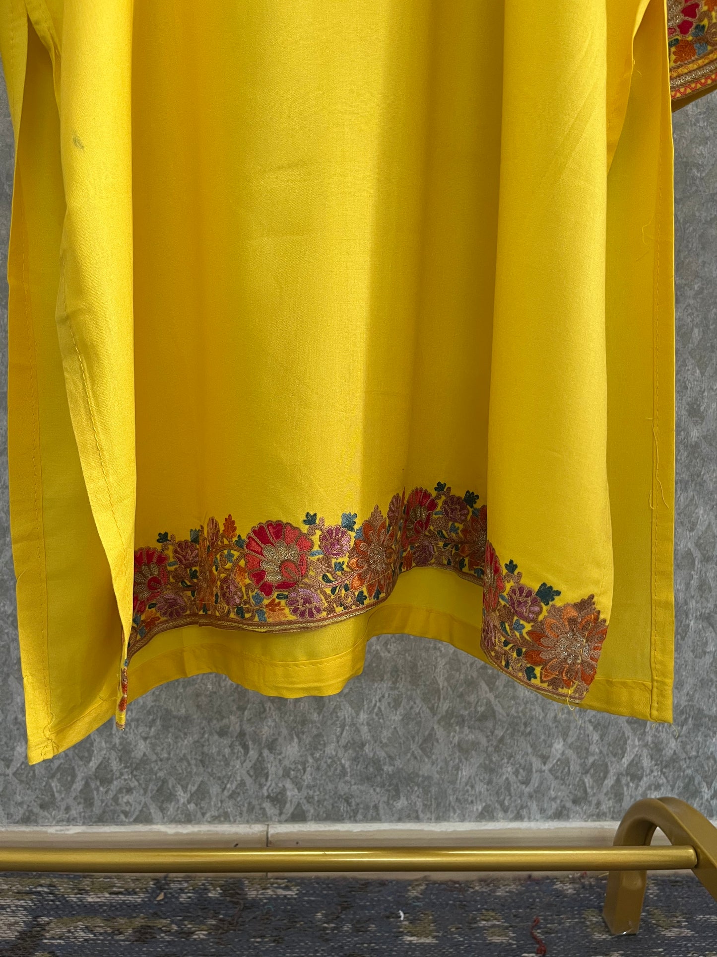 Yellow Cotton Stitched Co-ord Set( 44)