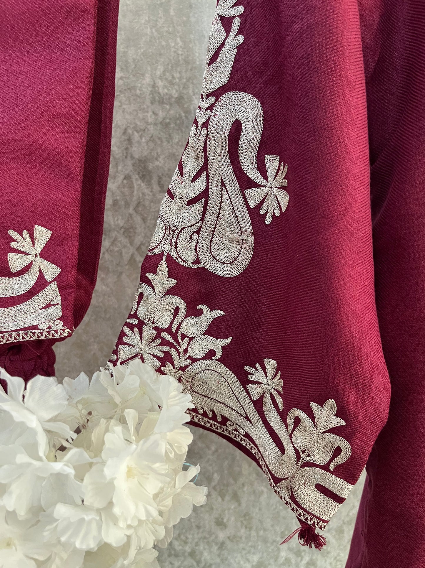 Wine Woollen Kashmiri Co-Ord Set ( Size 44)