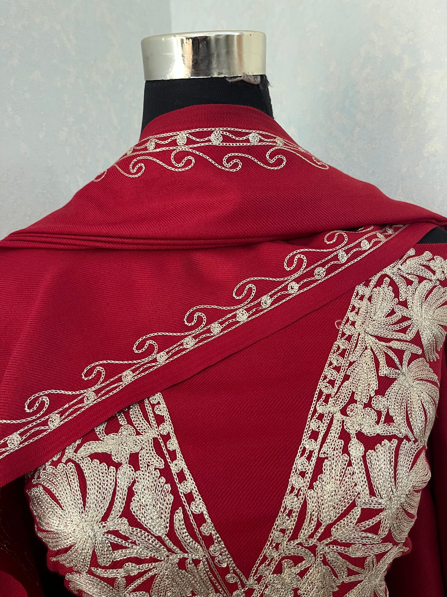 Maroon Tilla Embroidered 3pc Suit Stole