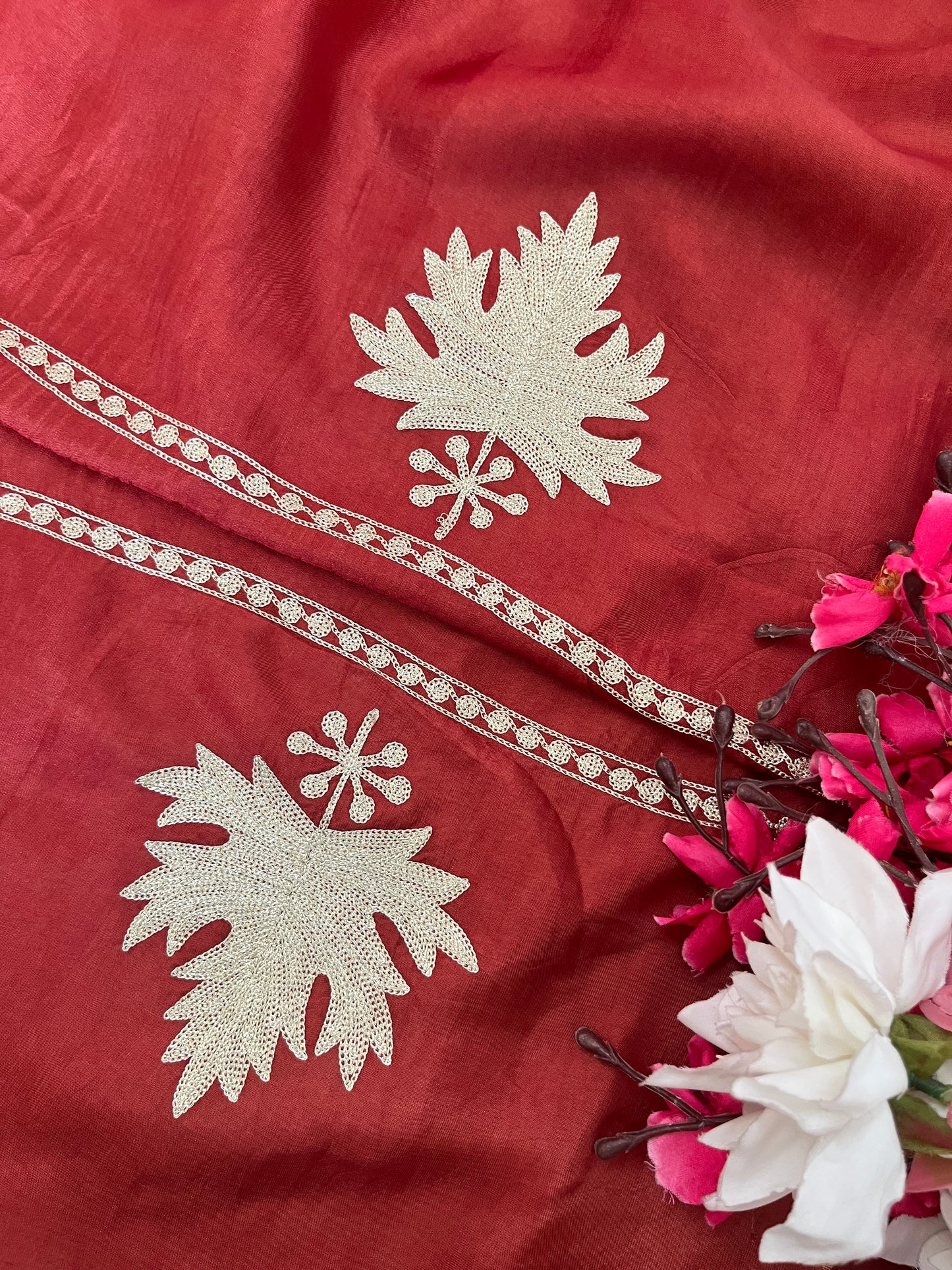 Rust Sanam’ Tilla Kashmiri Silk Suit