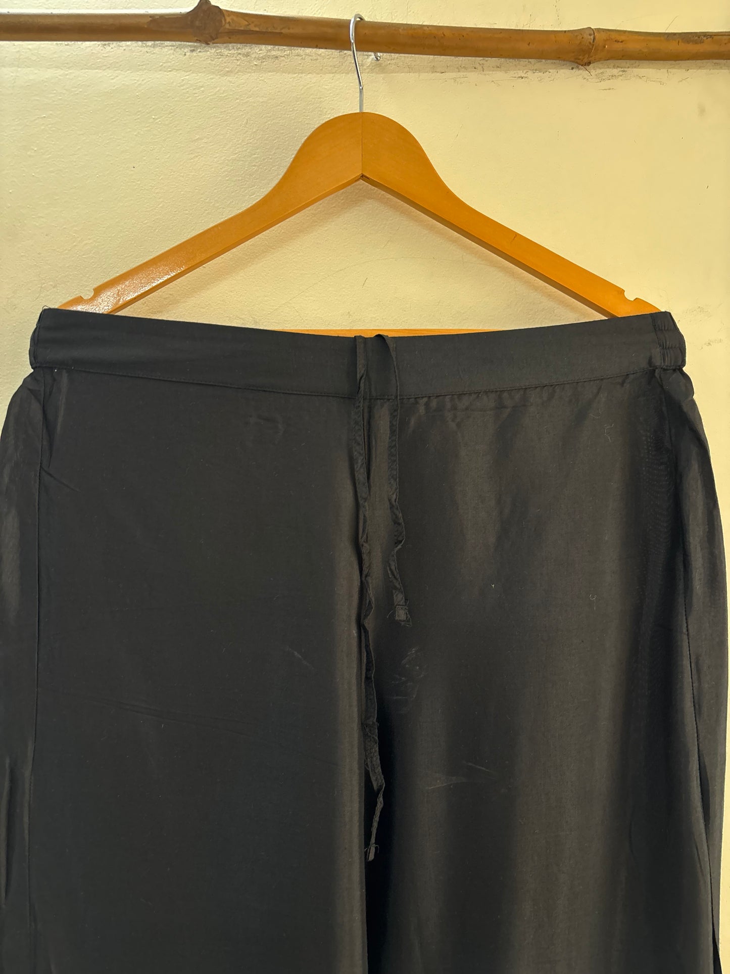 Women Black Solid Wide Leg Aari embroidered palazzos ‘L’