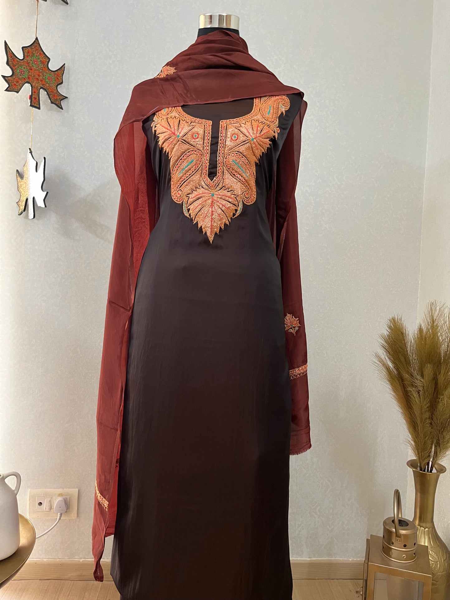 Coke Silk Puff Tilla Embroidered Suit