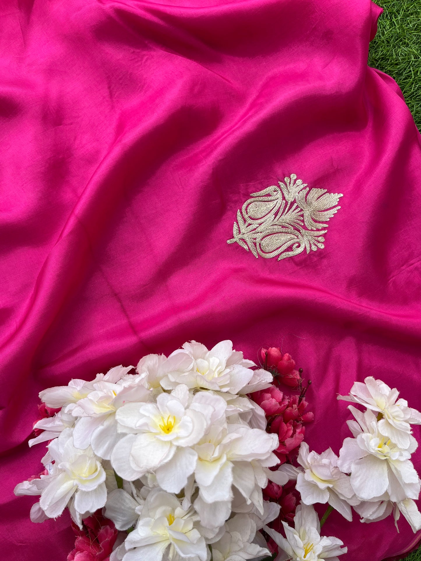 Sanam’ Hot Pink Silk Tilla Embroidered Suit material