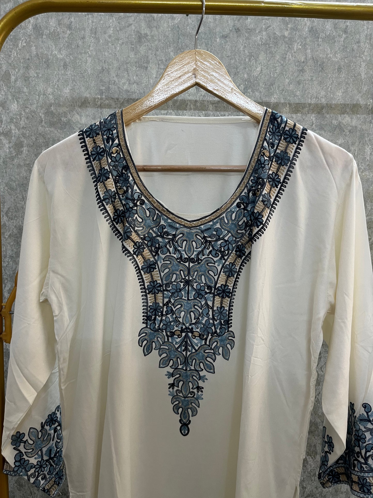 Off White Cotton Stitched Co-ord Set( 42)
