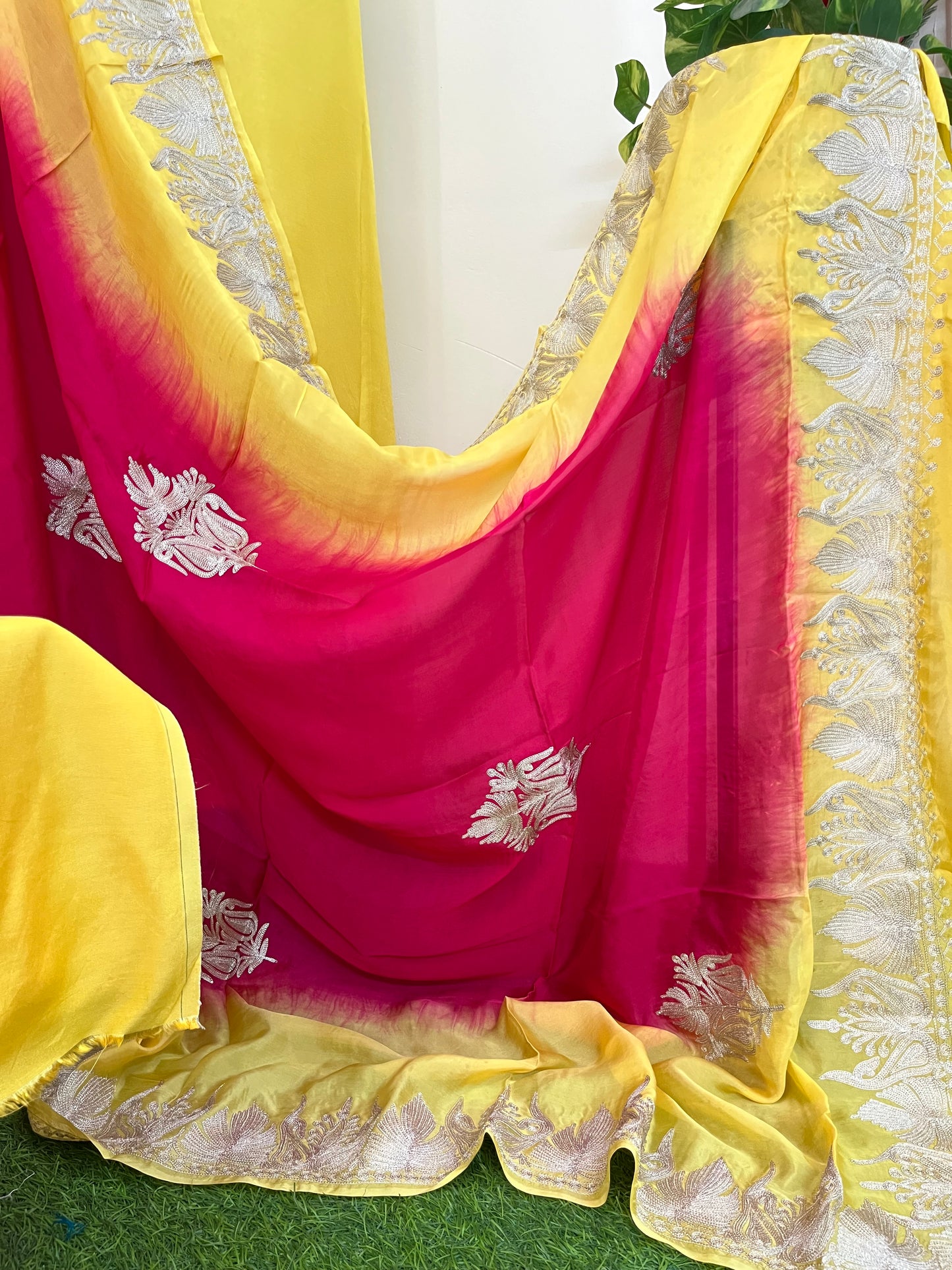 Sanam Musk Yellow Silk Kashmiri Suit