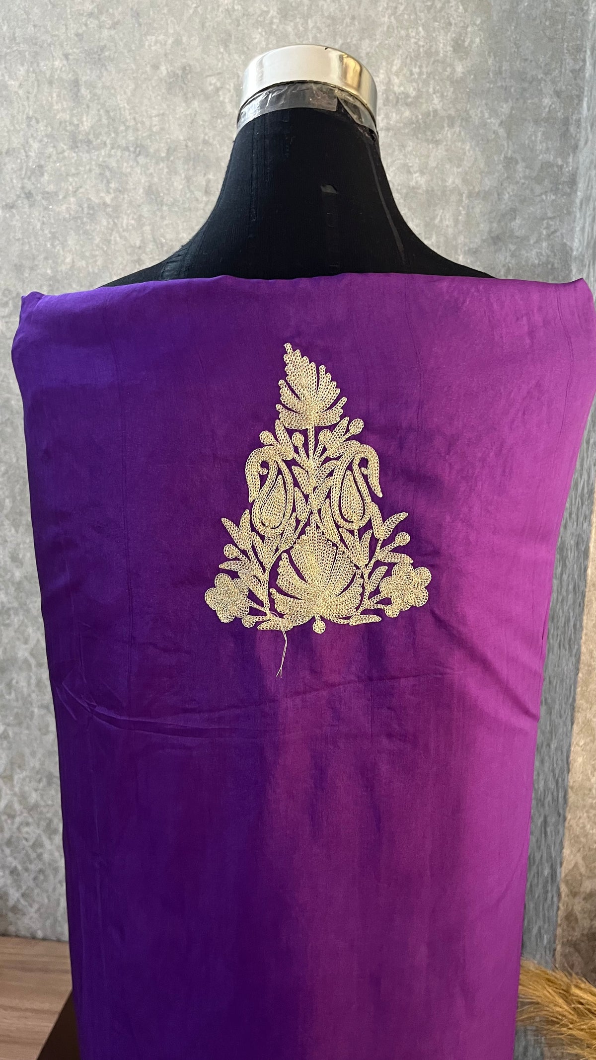Purple Sanam Silk Kashmiri Suit