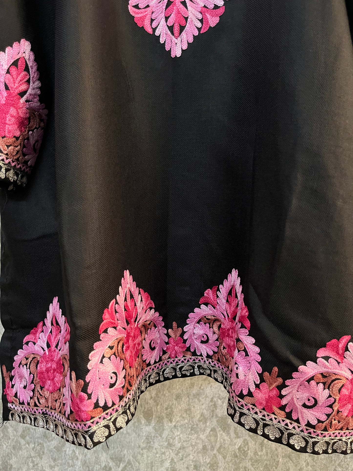 Black  Woollen Kashmiri Co-Ord Set ( Size 44)