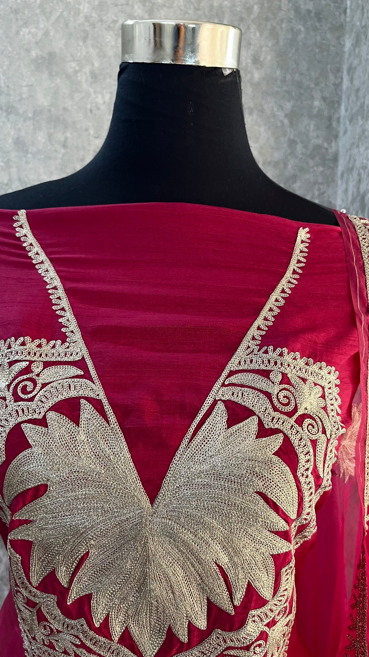 Hot Pink Silk Tilla Embroidered Suit