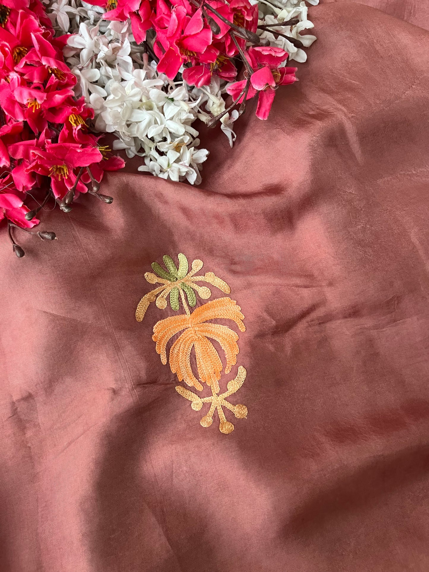 Onion Pink Opada Silk Kashmiri Suit