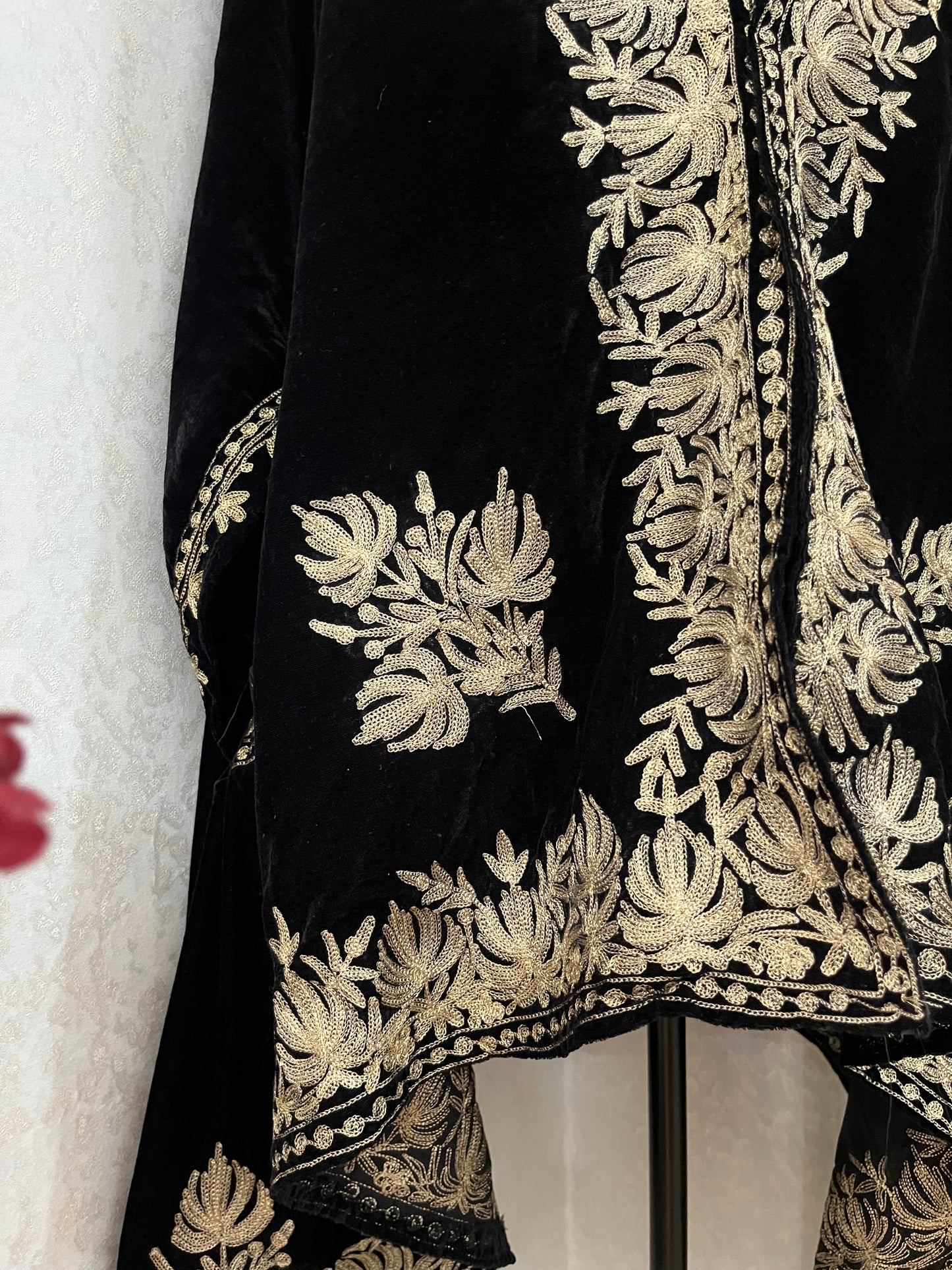 Black Tilla Embroidered Velvet Cape