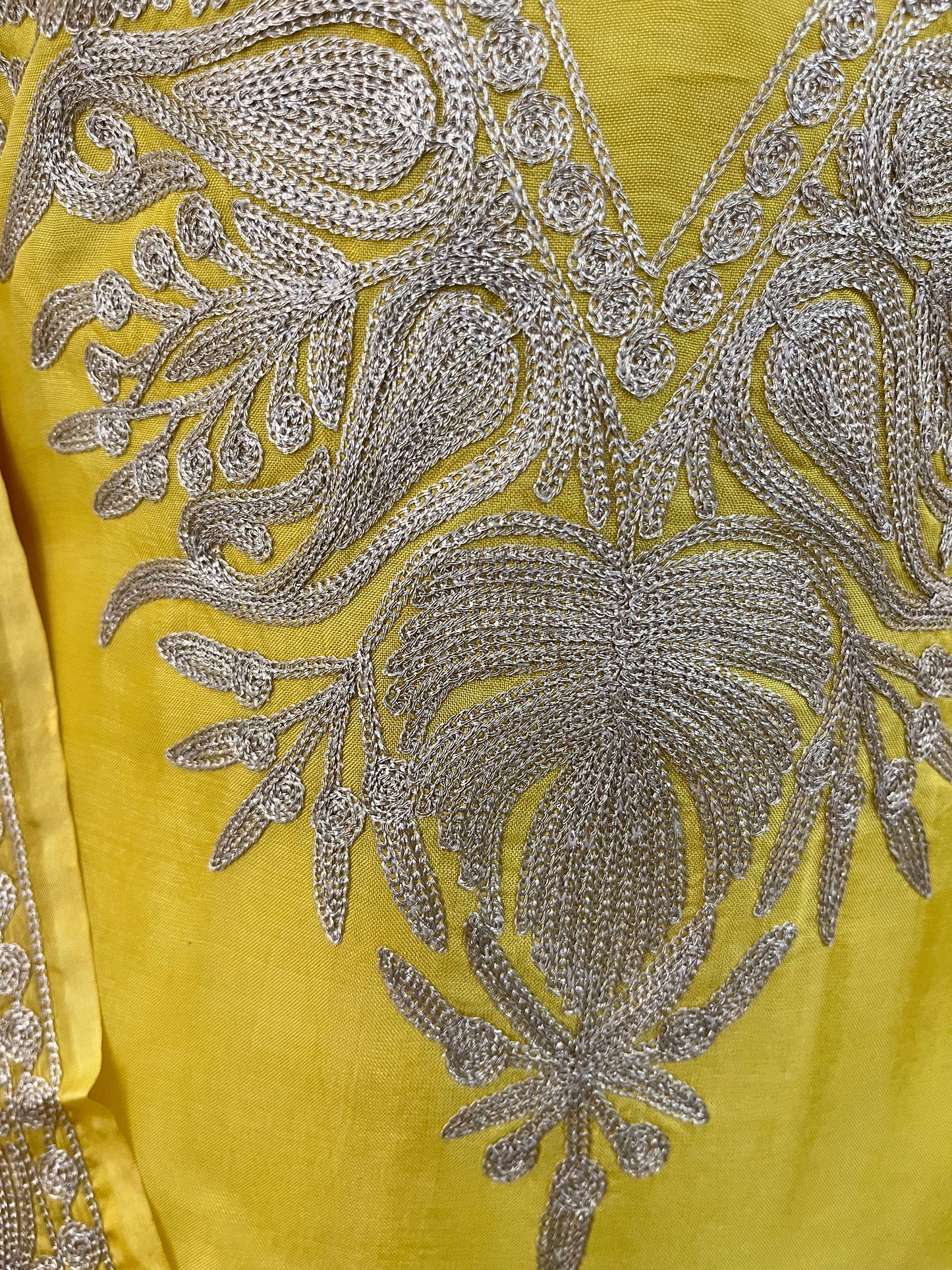 Sanam Musk Yellow Silk Kashmiri Suit