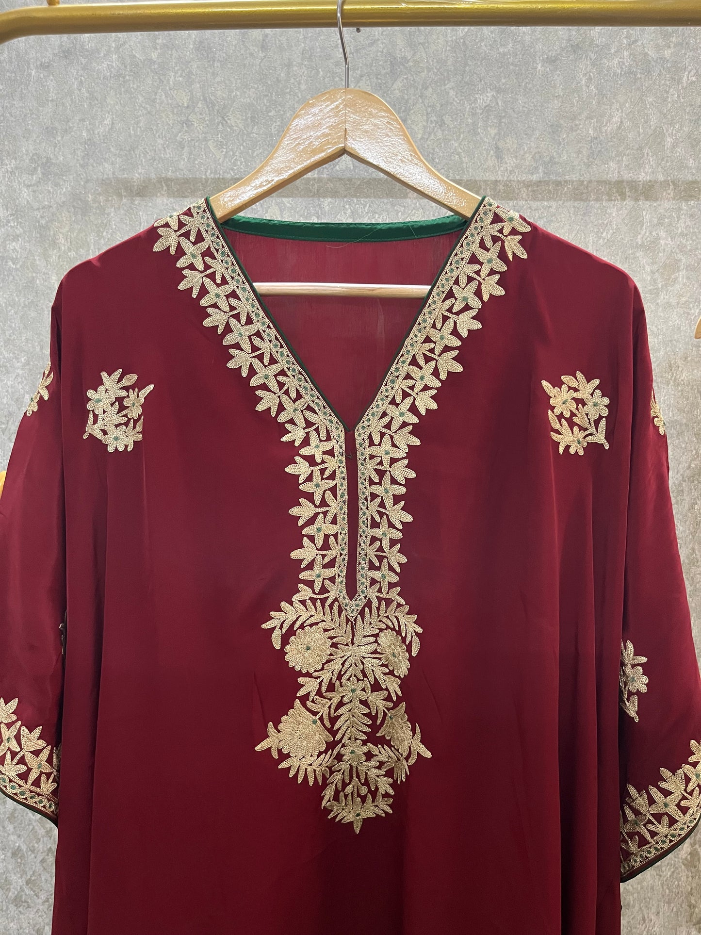 Maroon Crape Kashmiri Kaftan Set size (56)