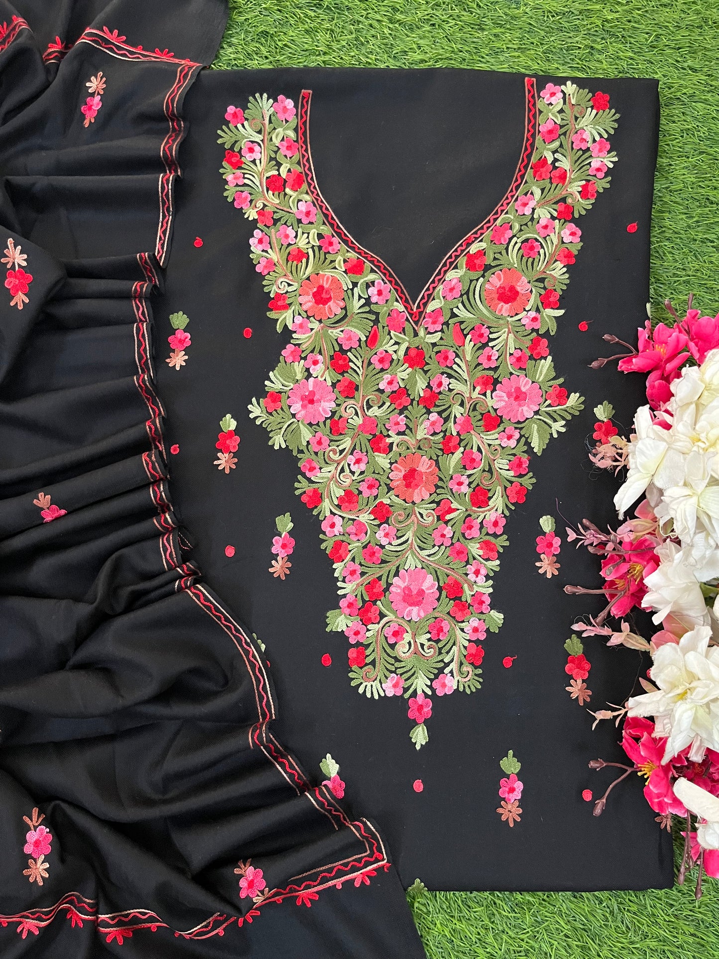 Black Woollen Aari Embroidered 3pc suit