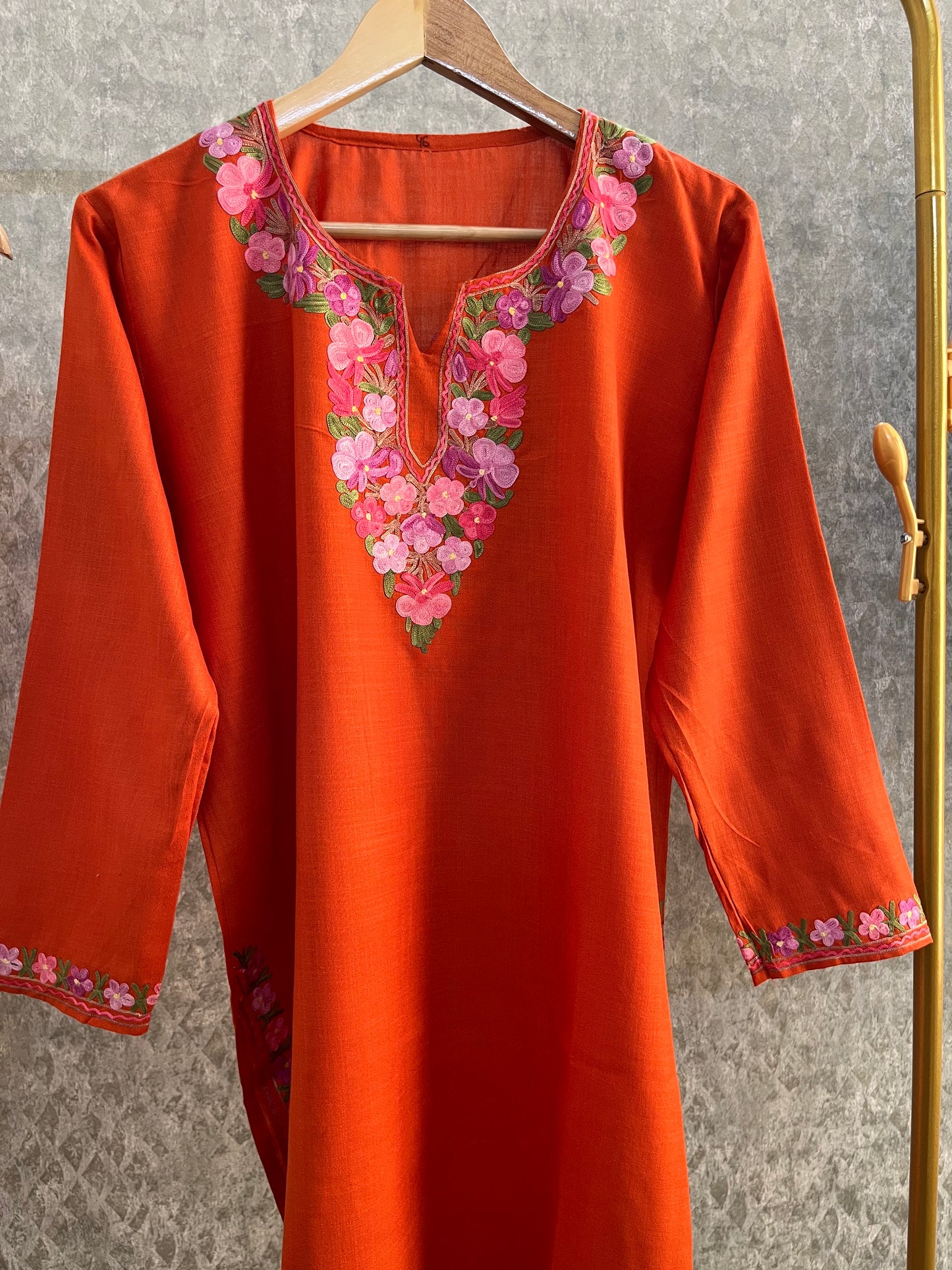 Orange Cotton Stitched Co-ord Set (44)