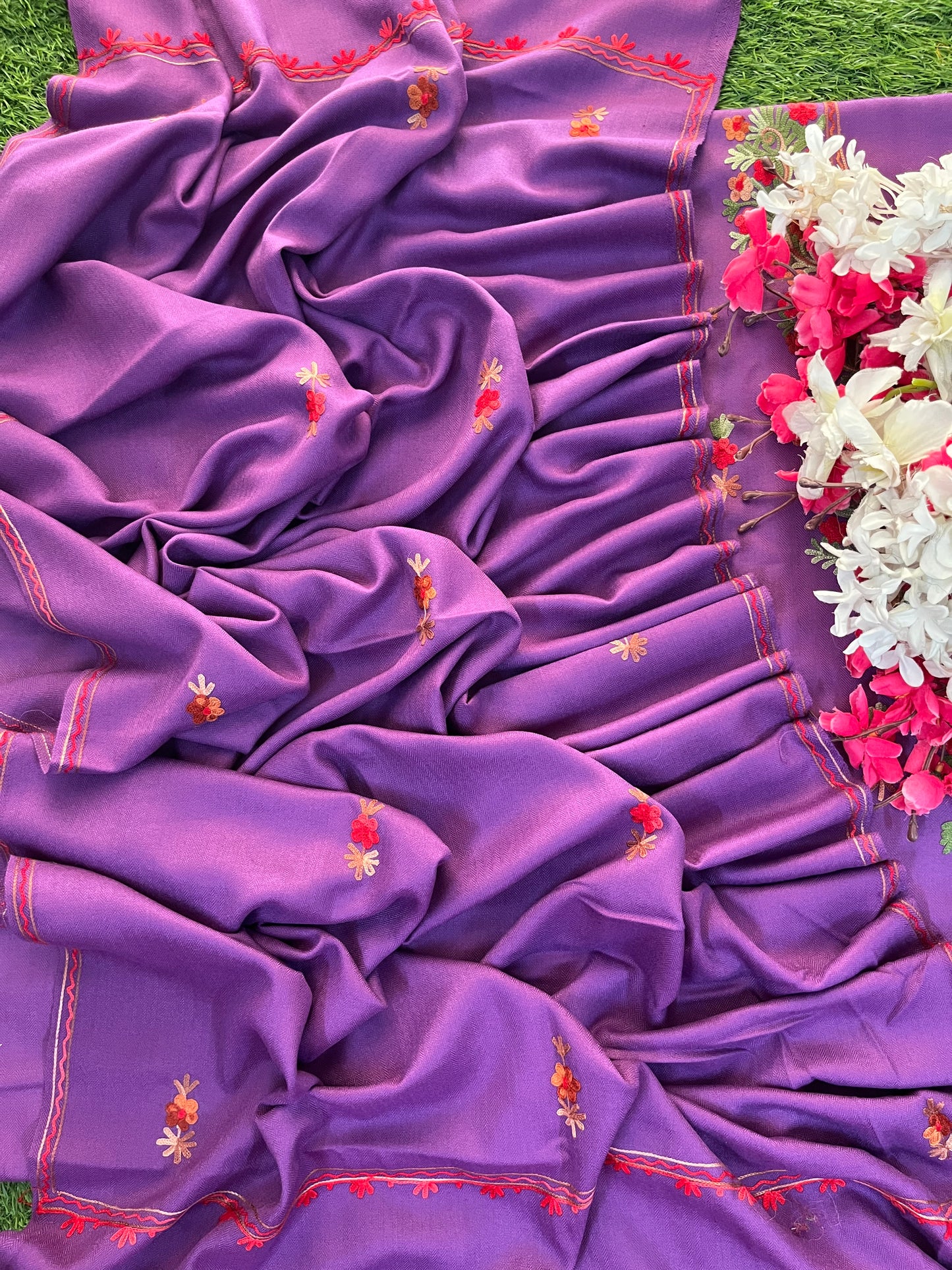 Lavender Woollen Aari Embroidered 3pc suit