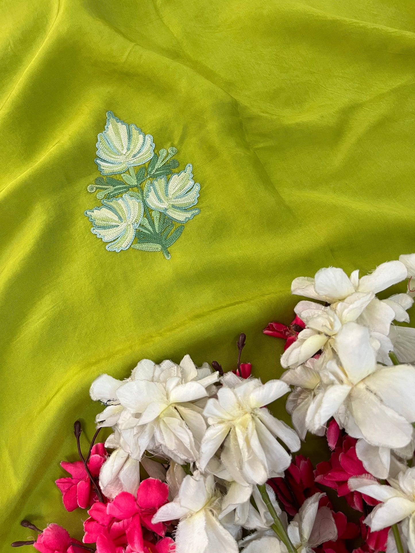 Lime Green Opada Silk Kashmiri Suit