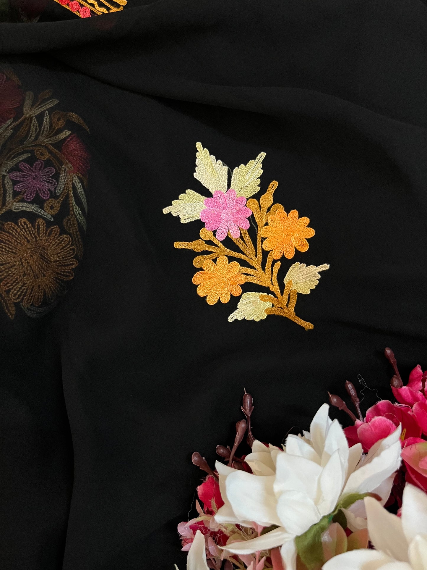 Black Georgette 3 Pc Aari Embroidered Suit Set