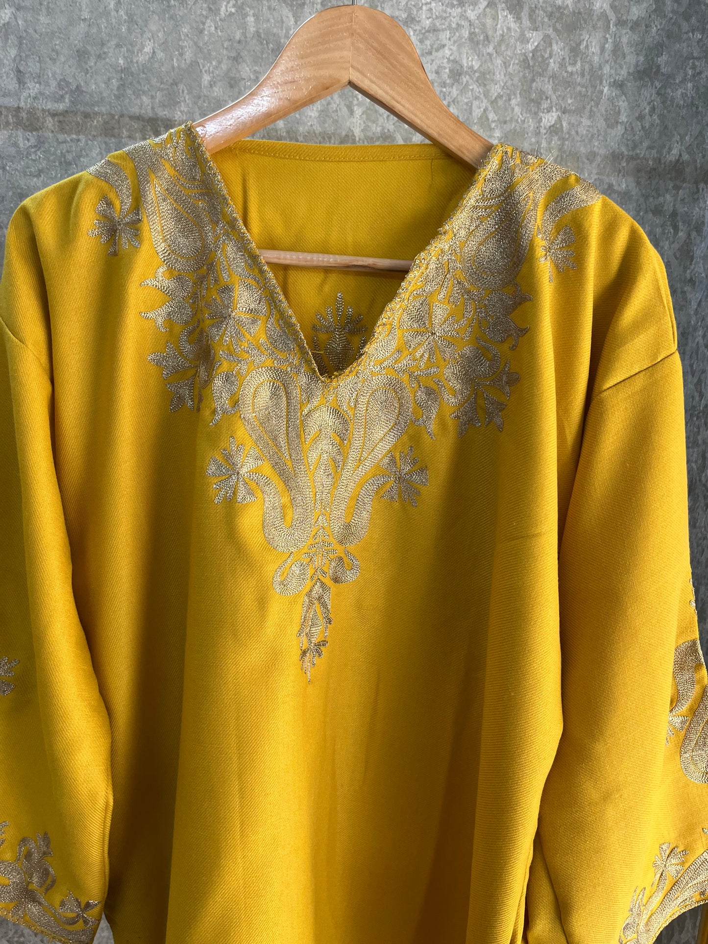 Yellow Woollen Kashmiri Co-Ord Set ( Size 46)