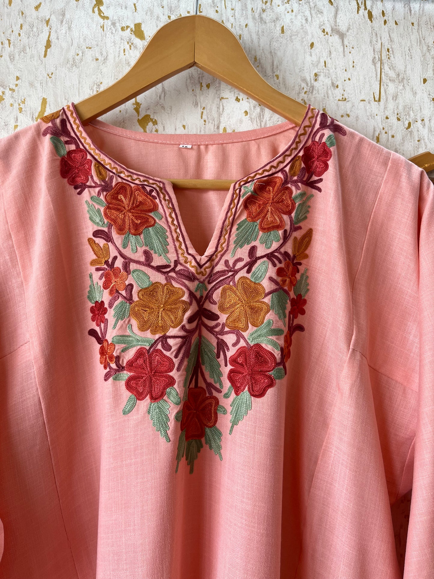 Peach Color Cotton Pheran Set (Free Size)