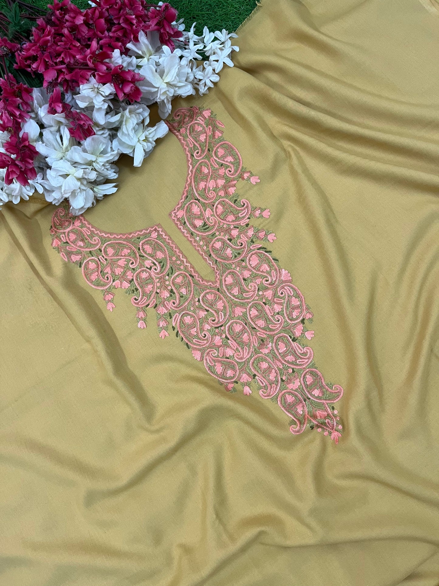 Beige Cotton Cord Set (Hand Embroidered)