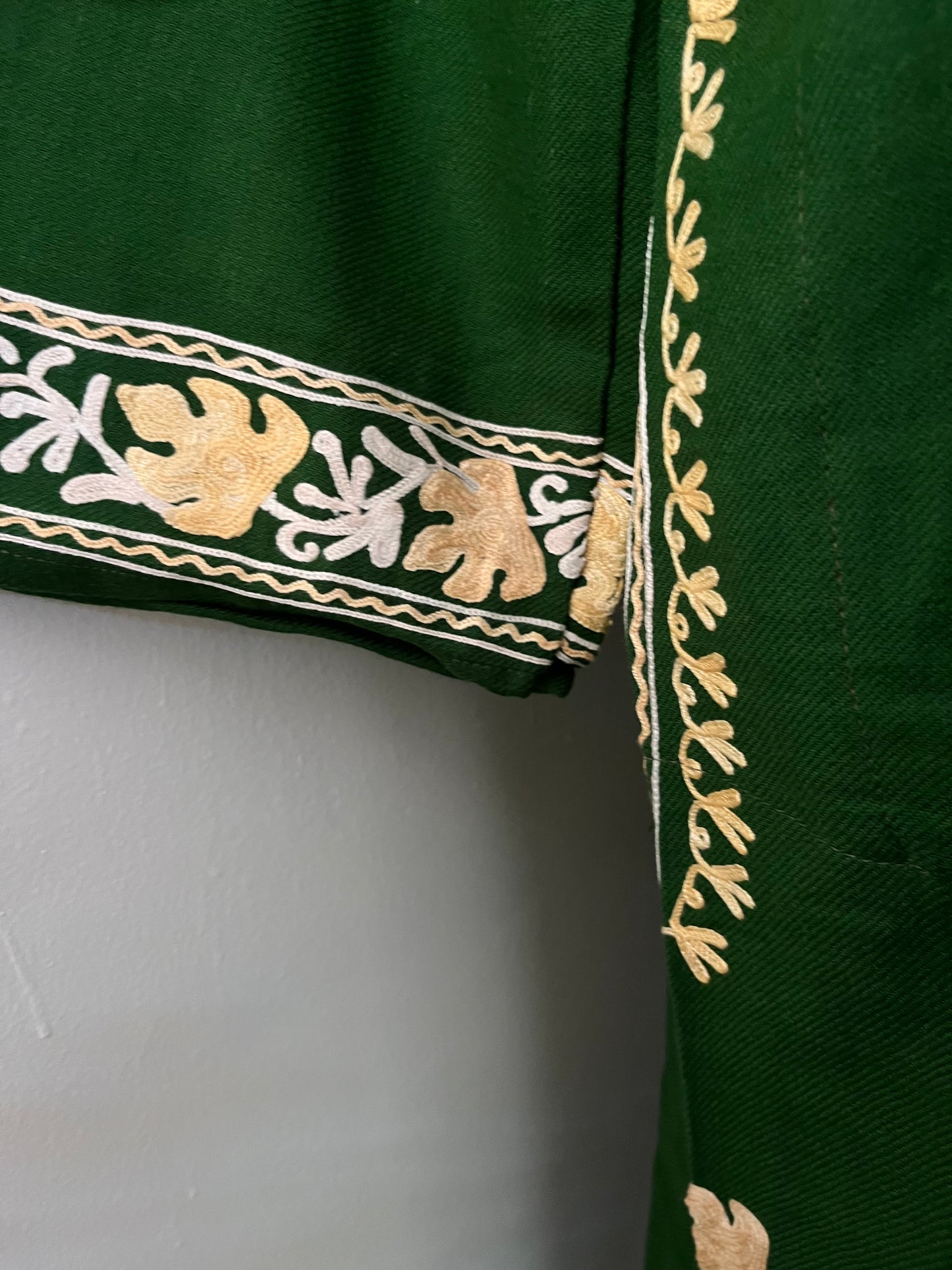 Henna Green Aari Embroidered Wool Pheran