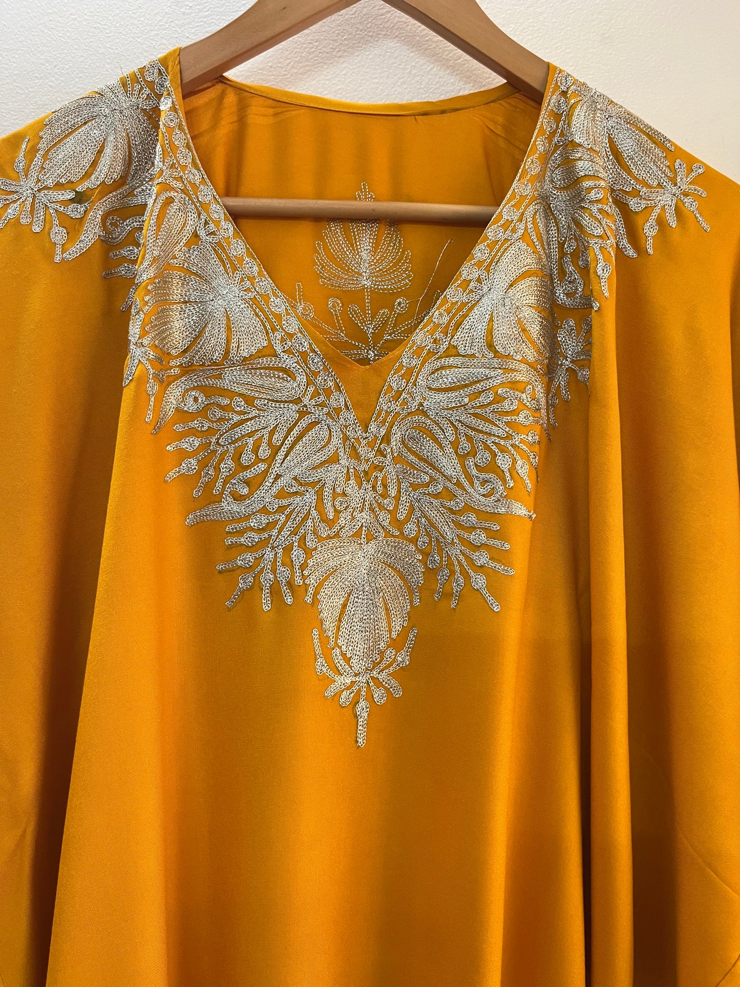 Orange Rayon Cotton Kashmiri Tilla Kaftan