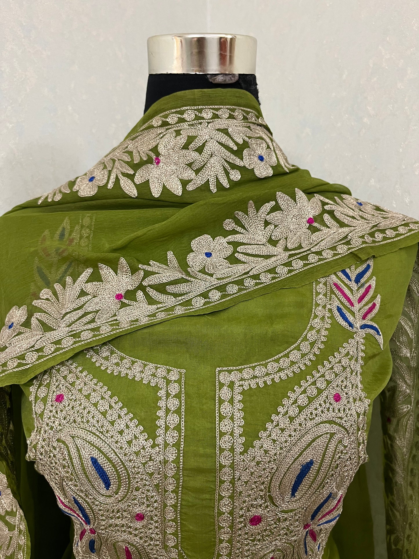 Green Opada Silk Kashmiri Suits