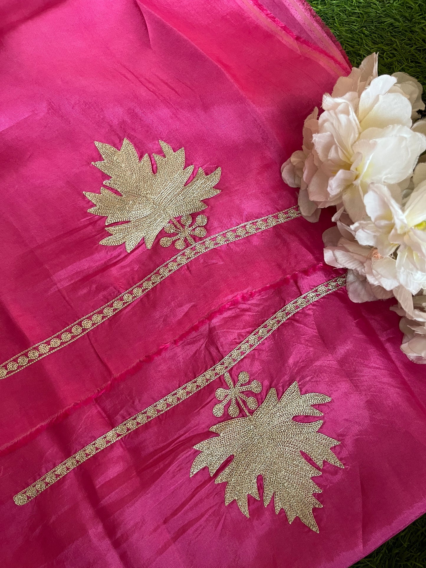 Sanam’ Fuchsia Pink Tilla Embroidered Suit material