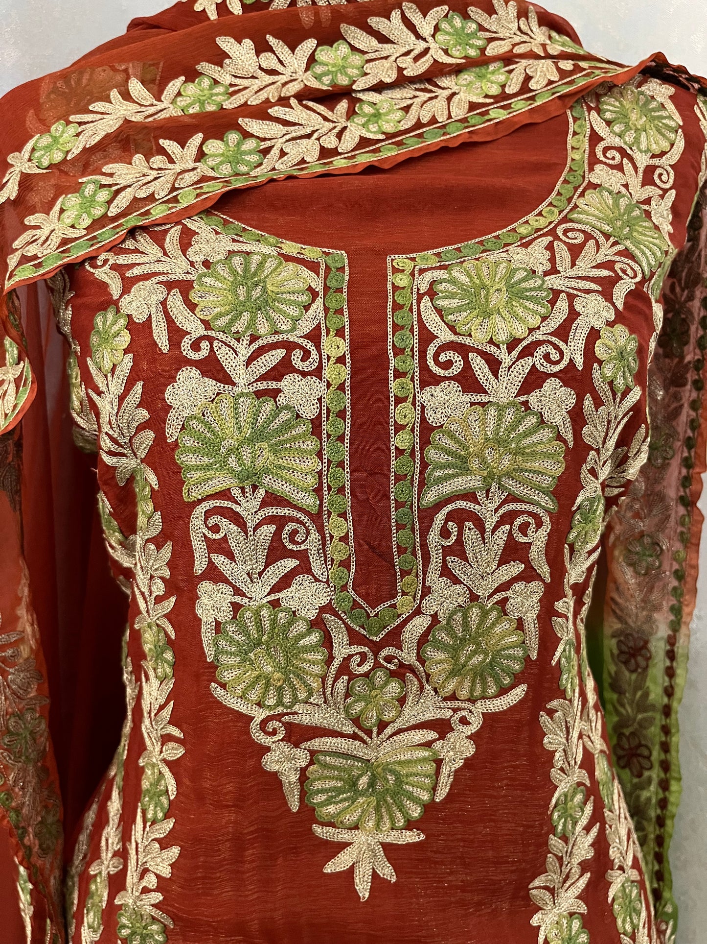 Rust Premium Cotton Kashmiri Suit