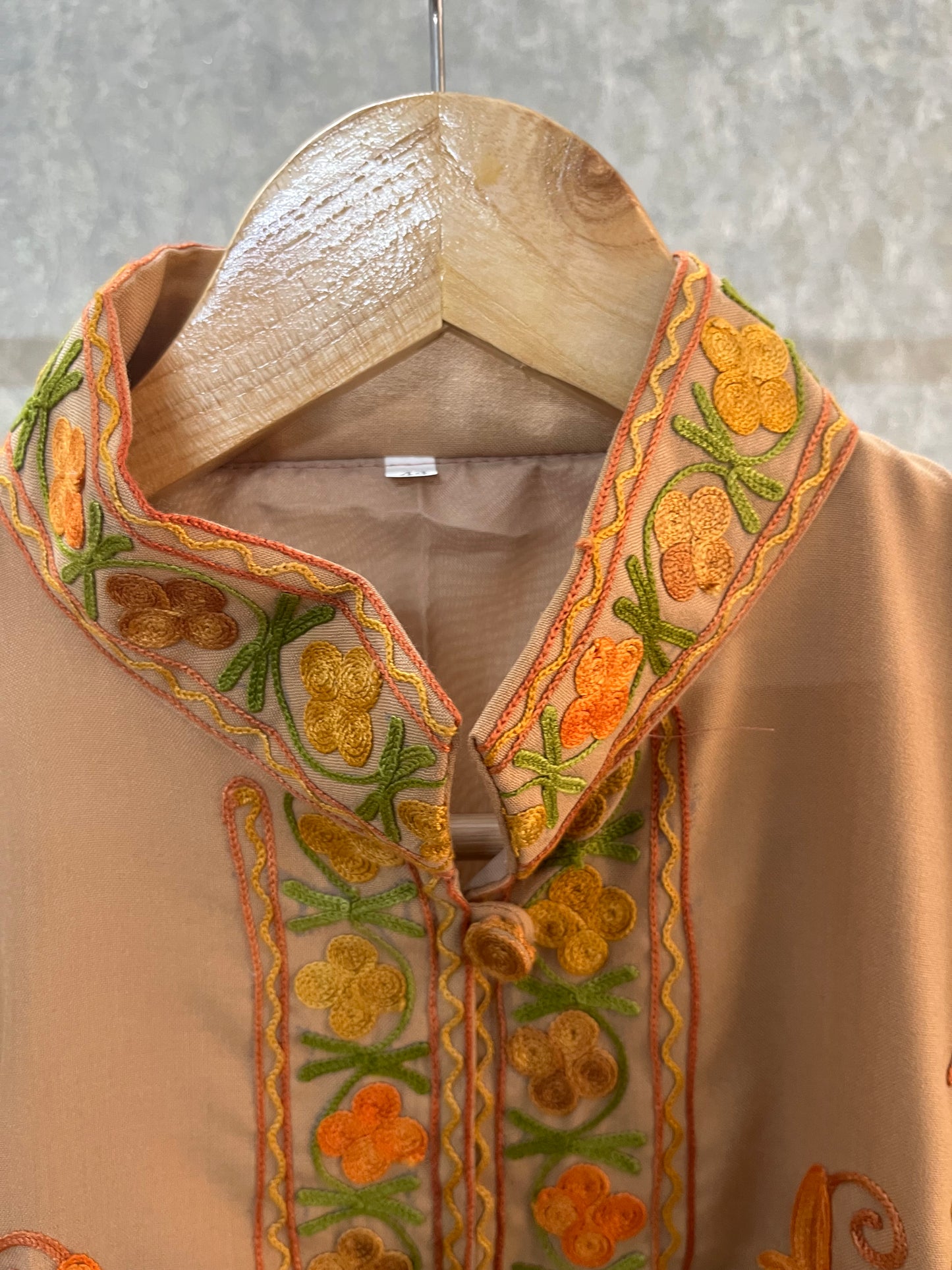 Beige Cotton Aari Work Jacket