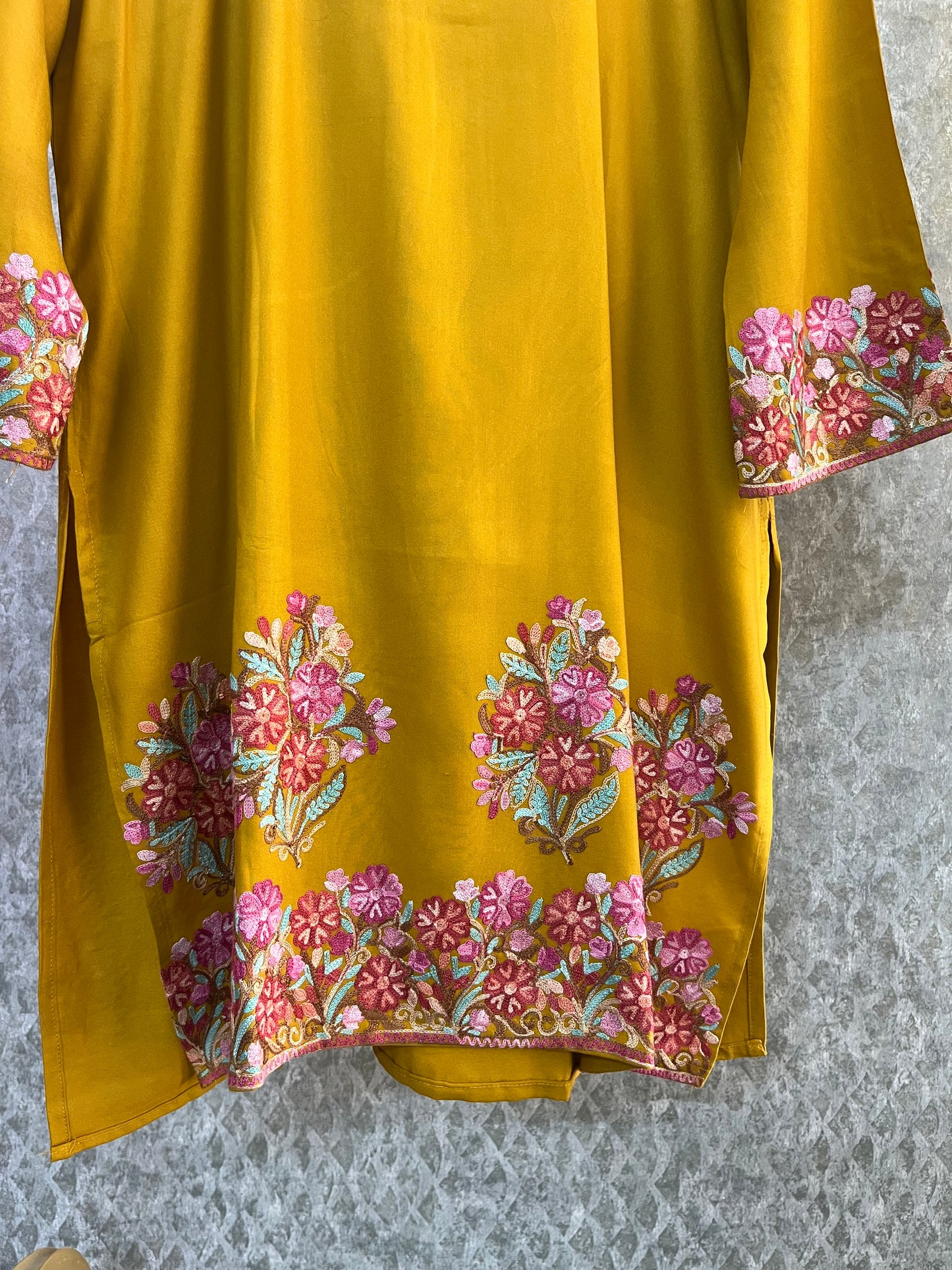 Gold Cotton Stitched Co-ord Set with dupatta (42)