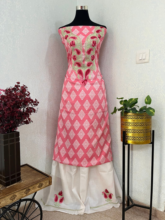 Guldasta~Cotton Kurti & Pant Aari Embroidered set