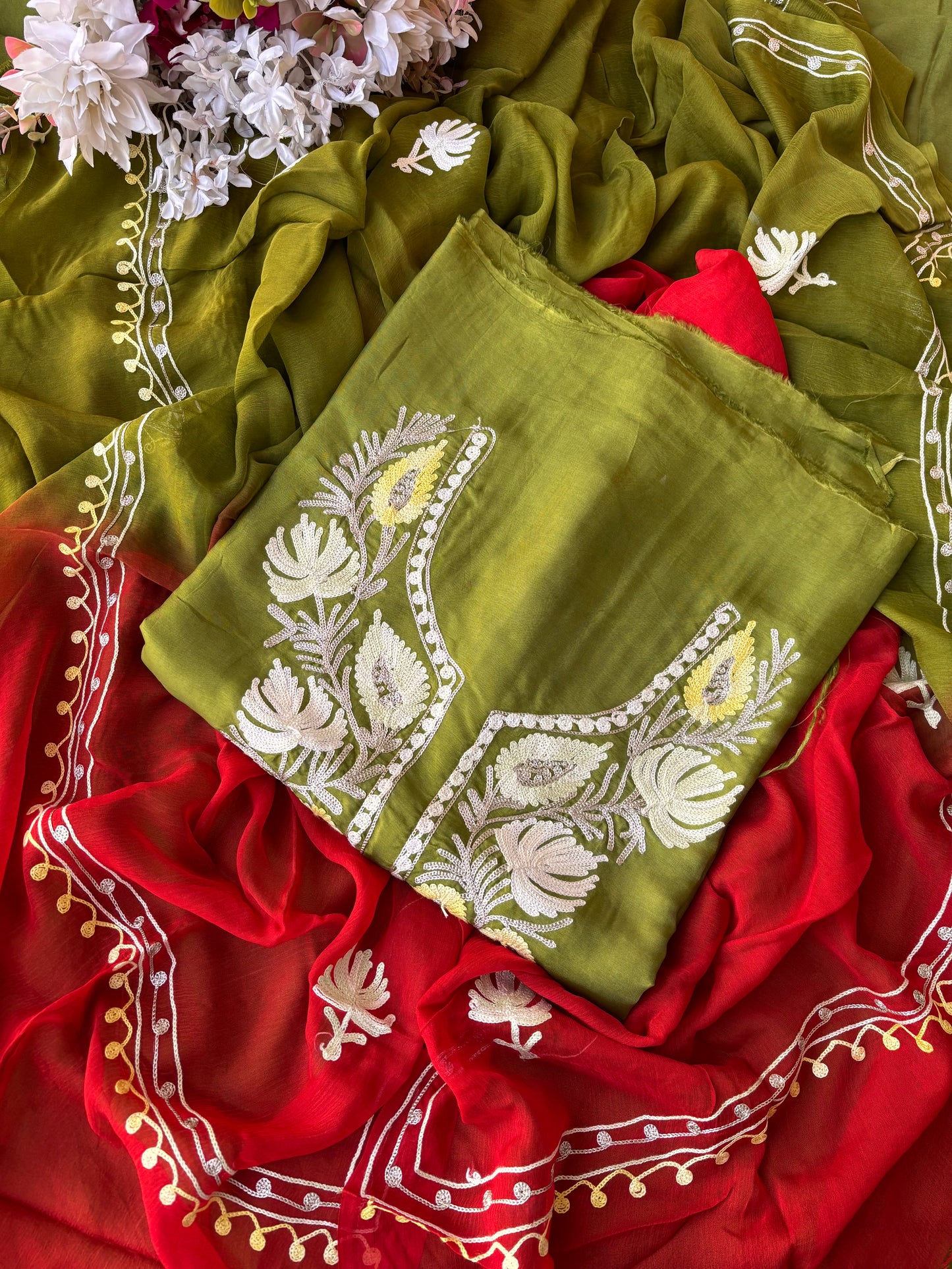 Heena Green Opada Silk Kashmiri Suit