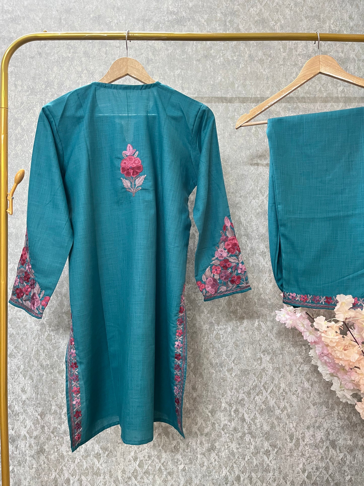 Blue Cotton Stitched Co-ord Set (40)