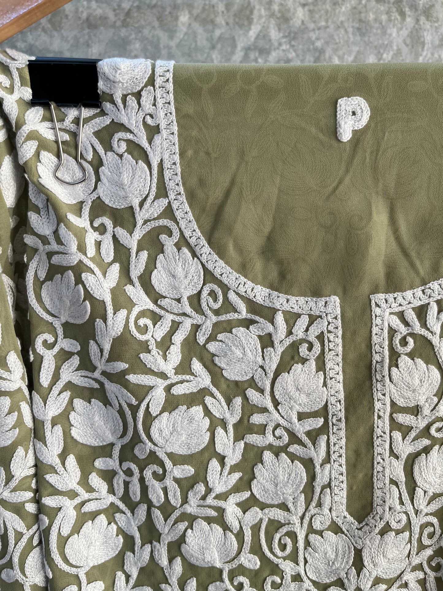 Georgette Front Back Jaal Kashmiri  Semi Stitched Kurta