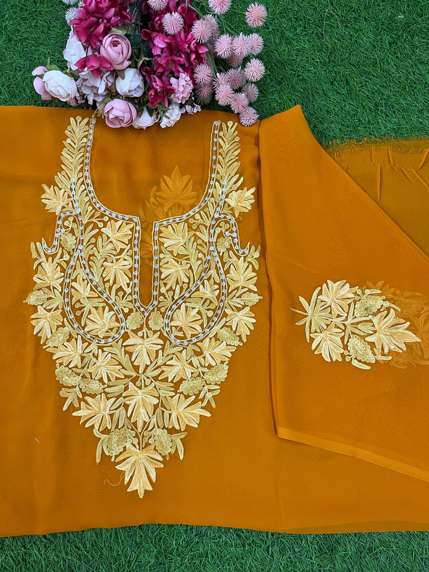 Georgette Unstitched Kashmiri Kurta