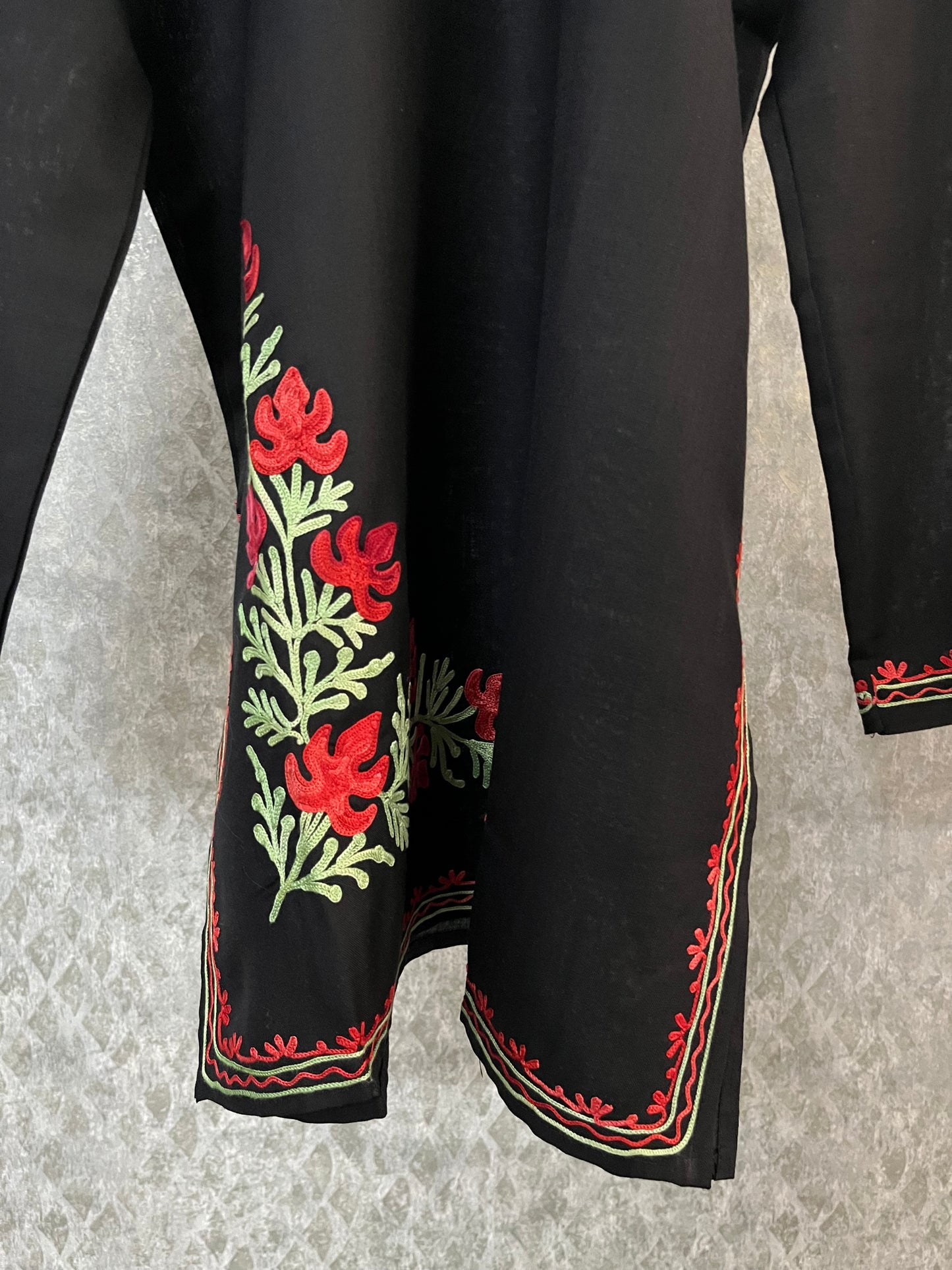 Black Cotton Aari Work Kurta
