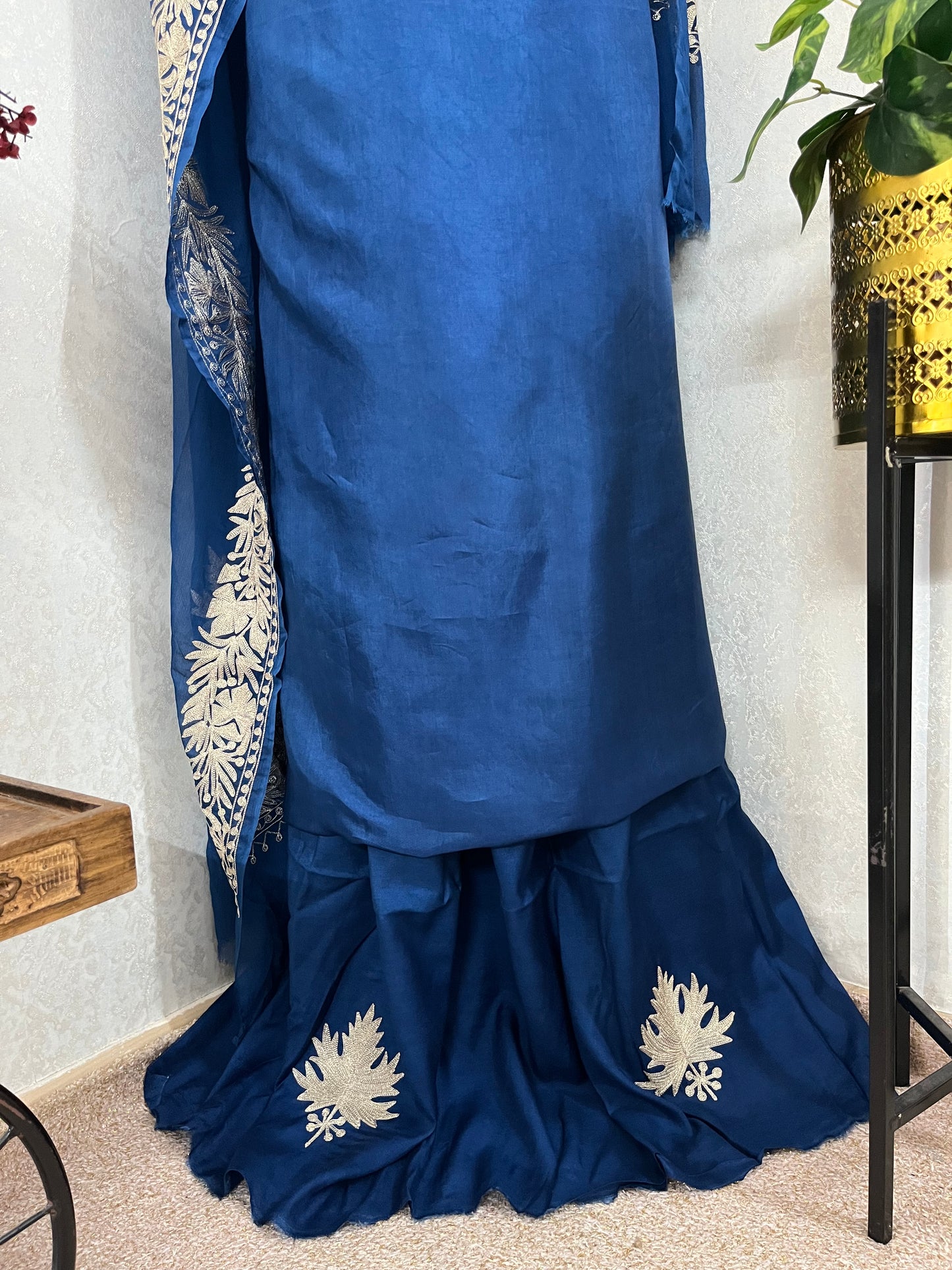 Electric Blue Sanam’ Tilla Kashmiri Silk Suit