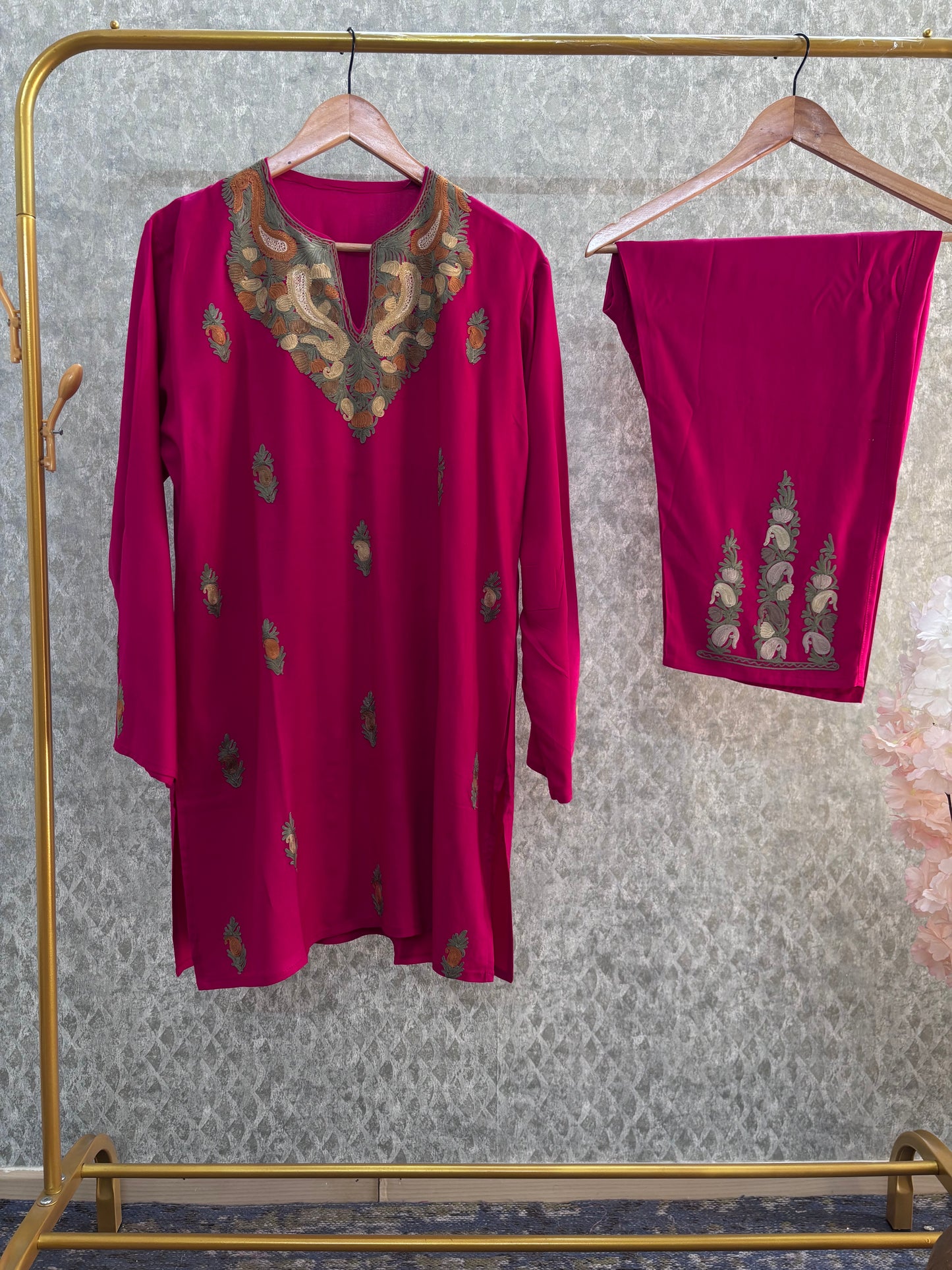 Hot pink Cotton Cord Set (42)