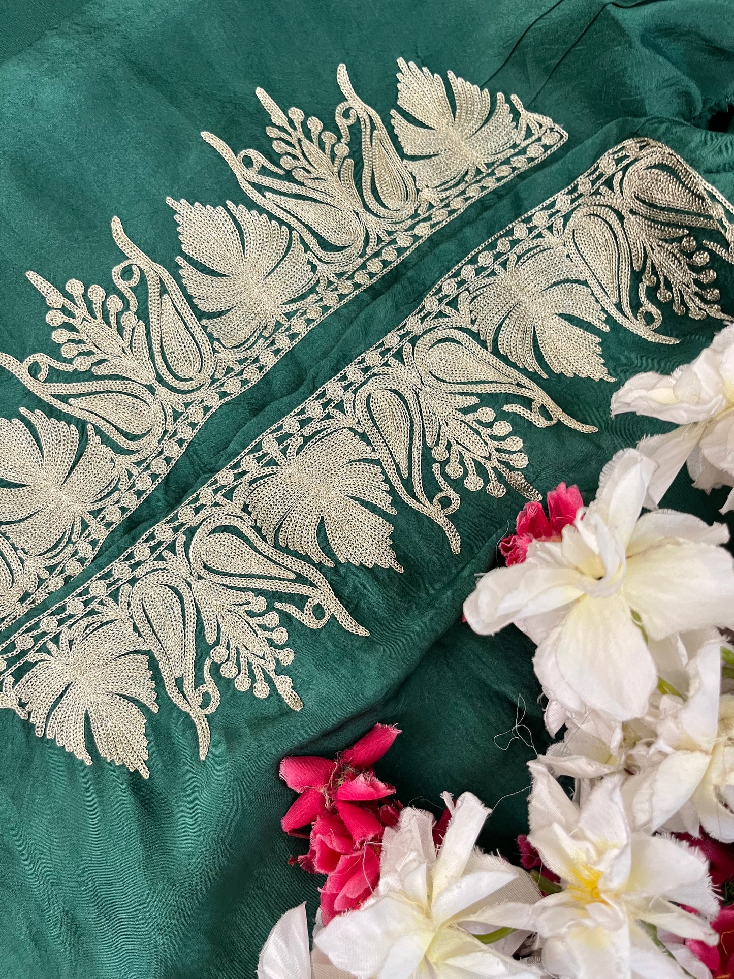 Sanam Green Silk Kashmiri Suit