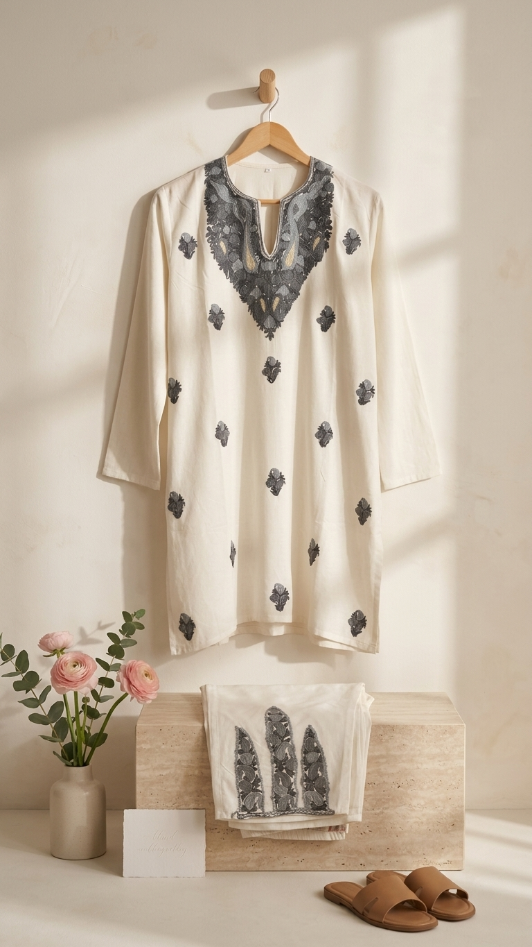 Off White Cotton Cord Set (Free Size(38)