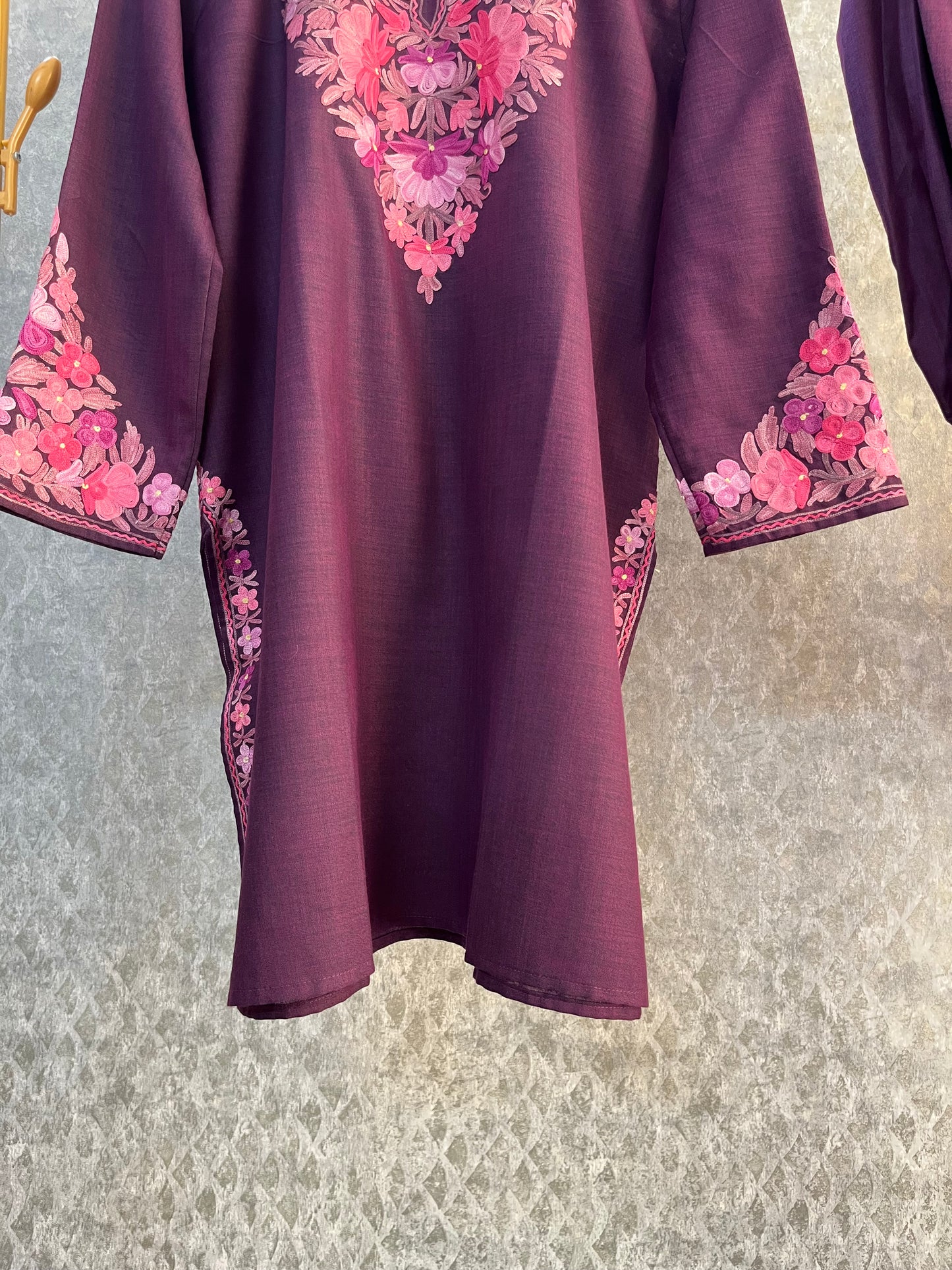 Wine Cotton Stitched Co-ord Set