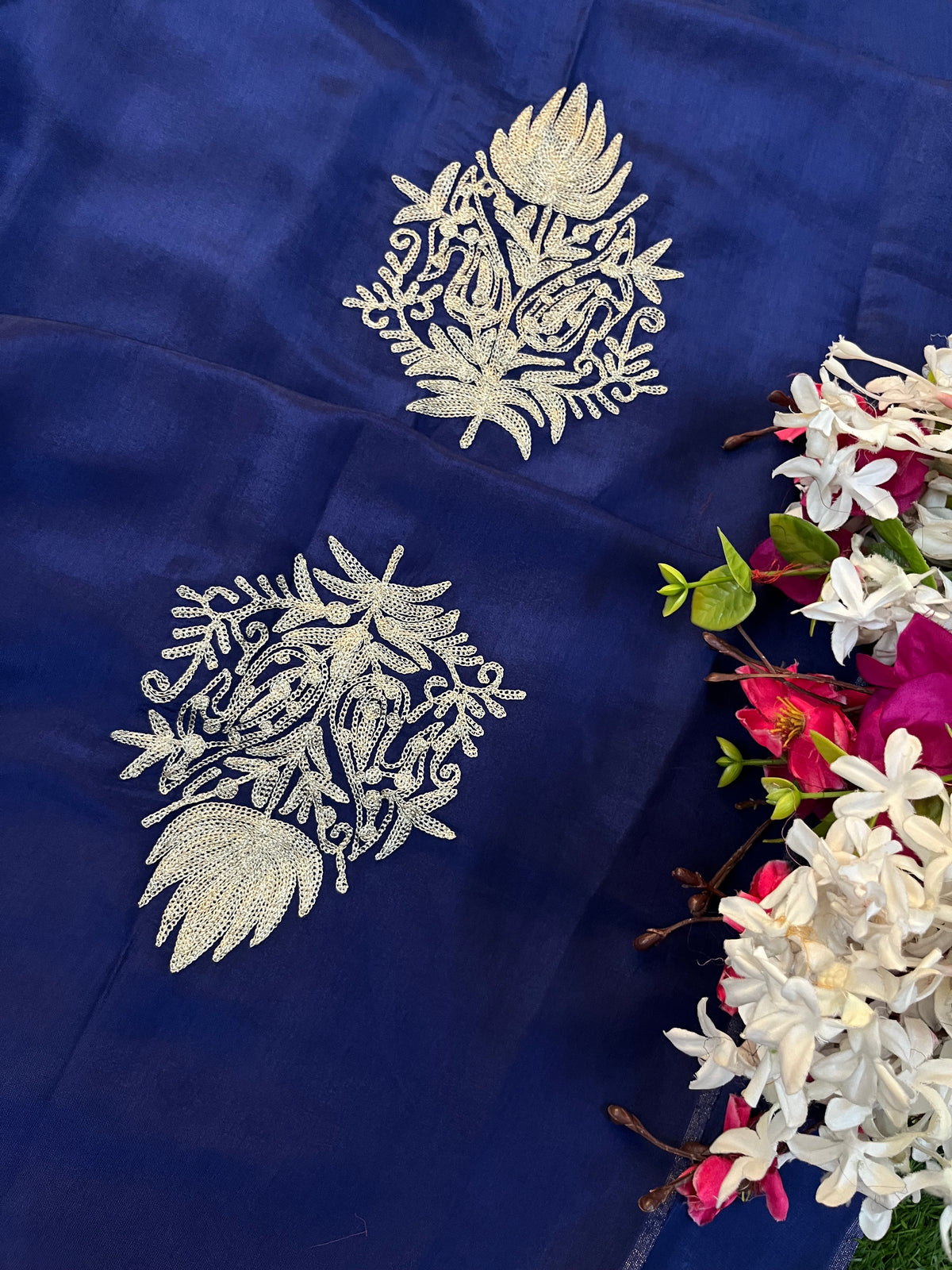Blue Silk Tilla Kashmiri Suit