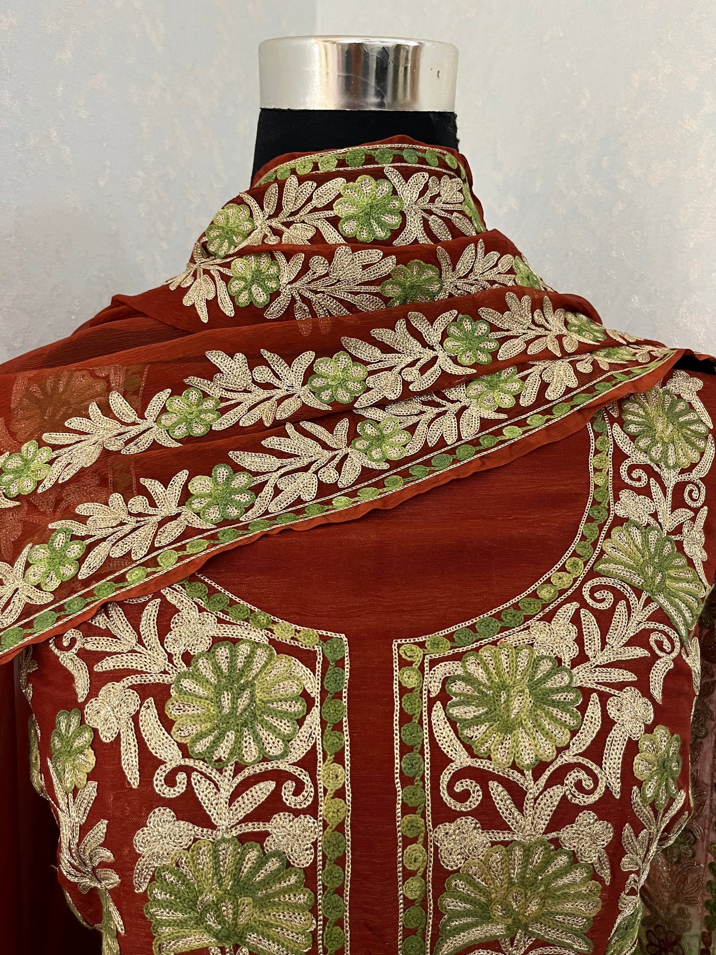 Rust Premium Cotton Kashmiri Suit