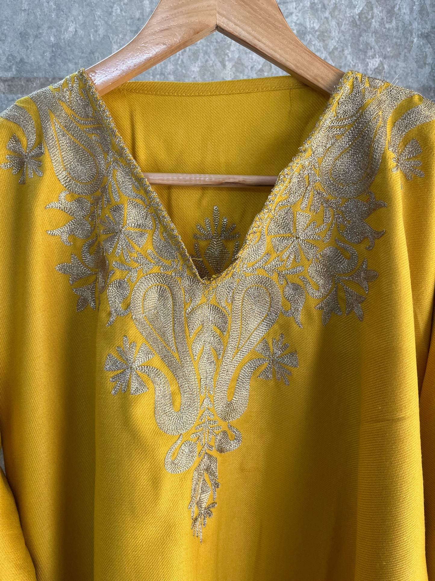 Yellow Woollen Kashmiri Co-Ord Set ( Size 46)