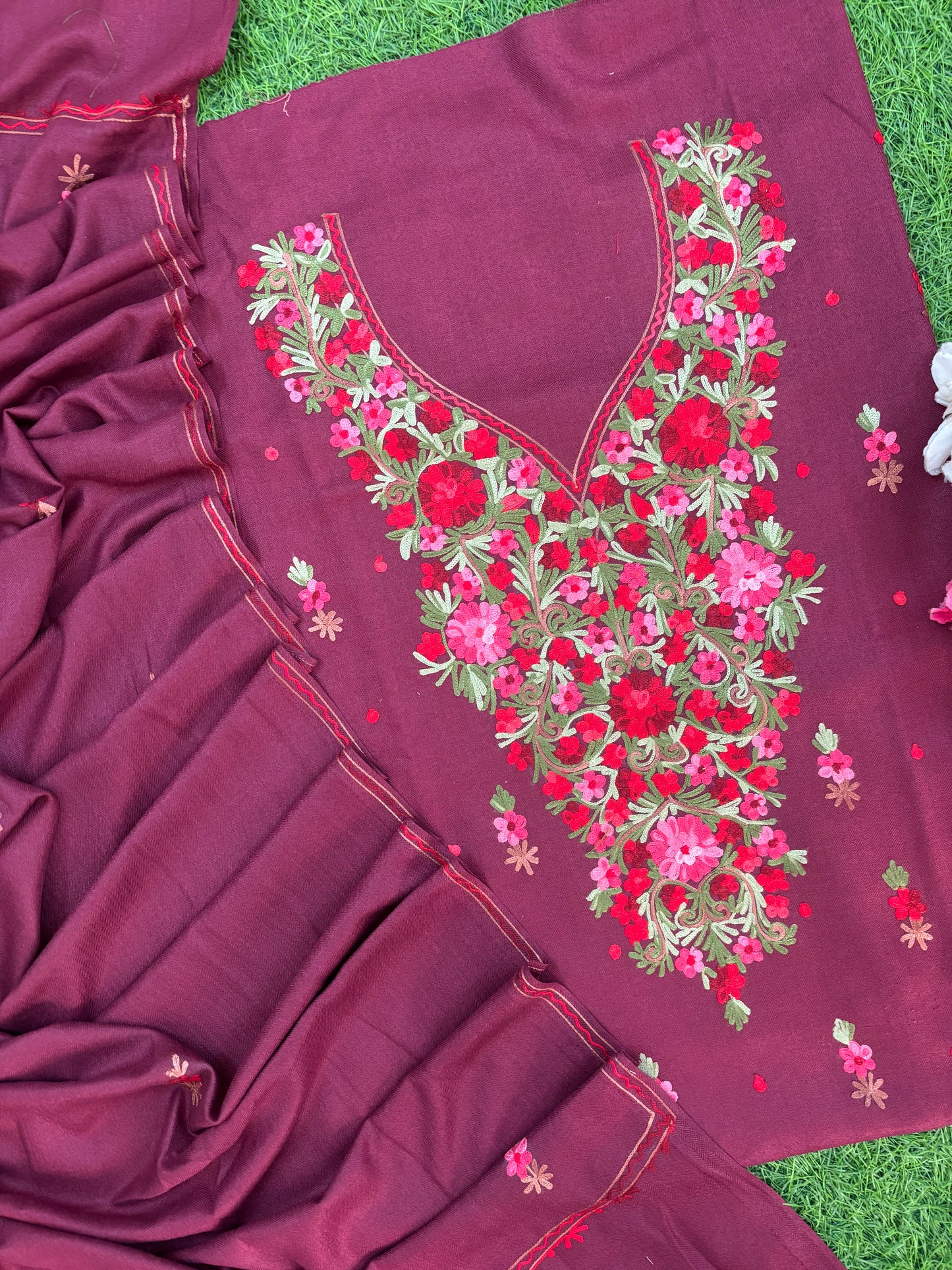 Coke Woollen Aari Embroidered 3pc suit