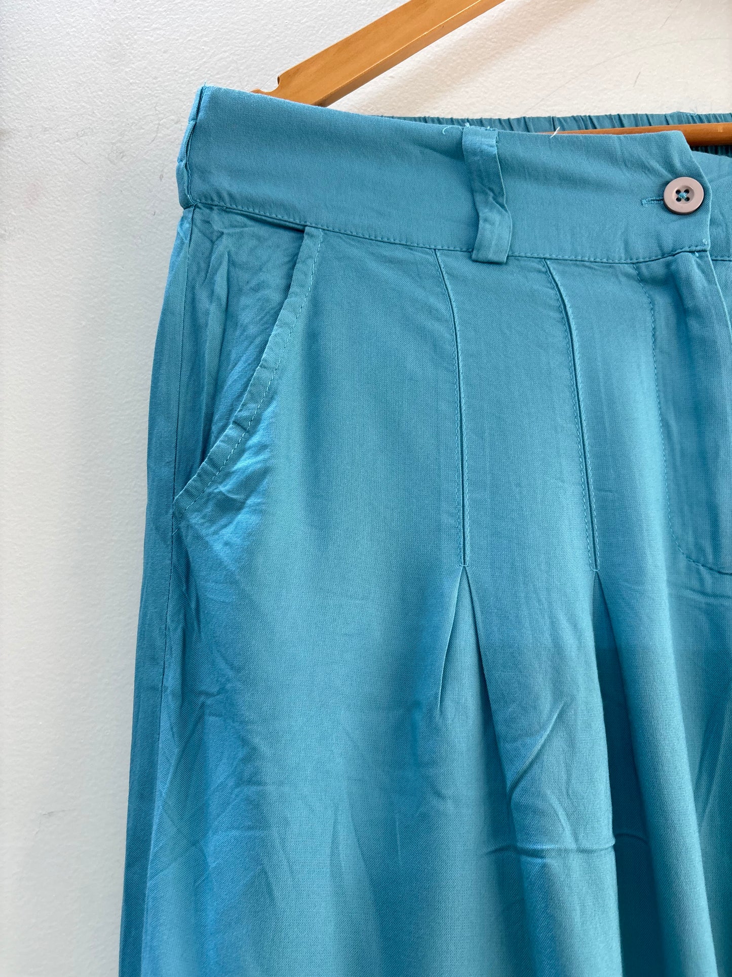 Women Blue Ankle Length Aari Embroidered Palazzos ‘S’