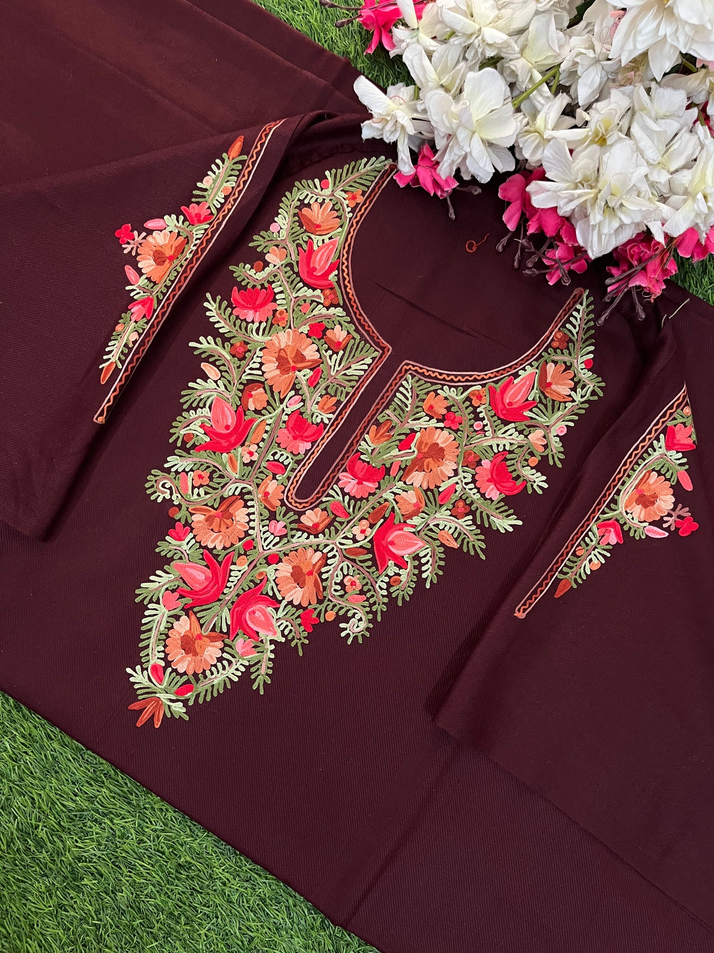 Coke Woollen Aari Embroidered 2pc suit 5mtr