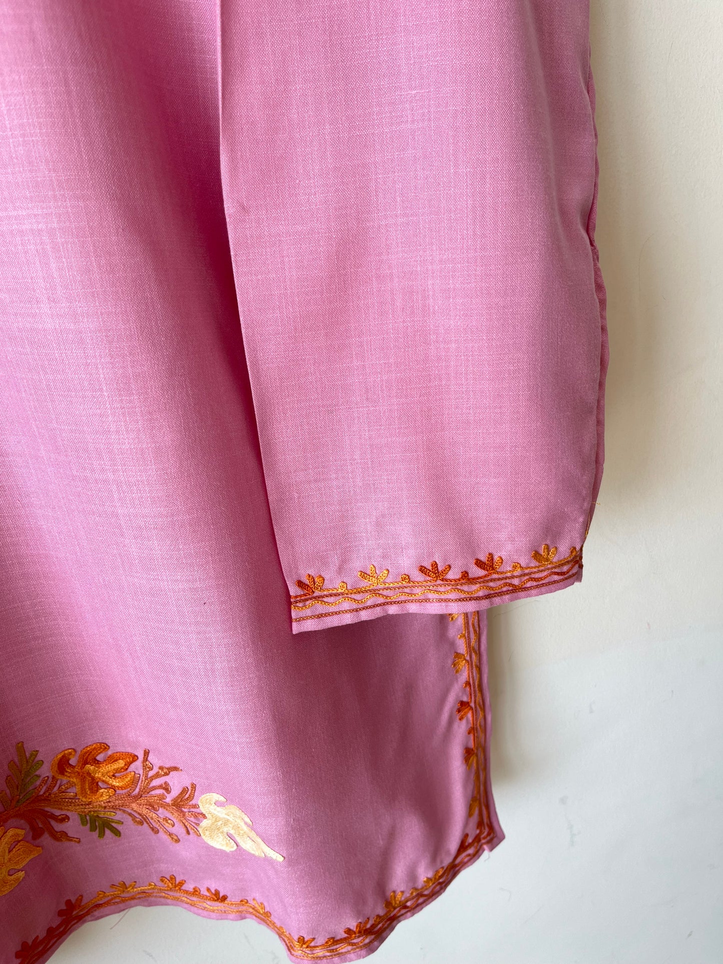 Mauve Cotton Aari Work Kurta