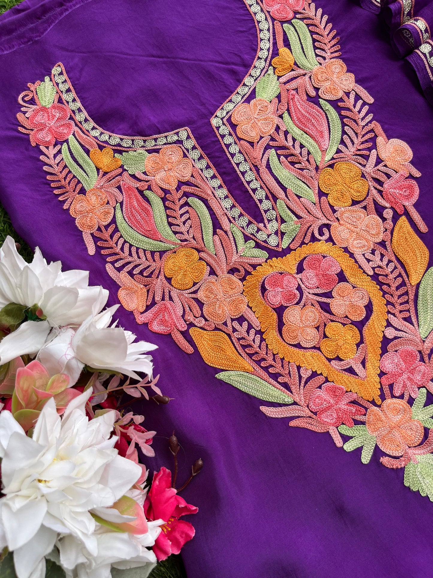 Purple Opada Silk Kashmiri Suits